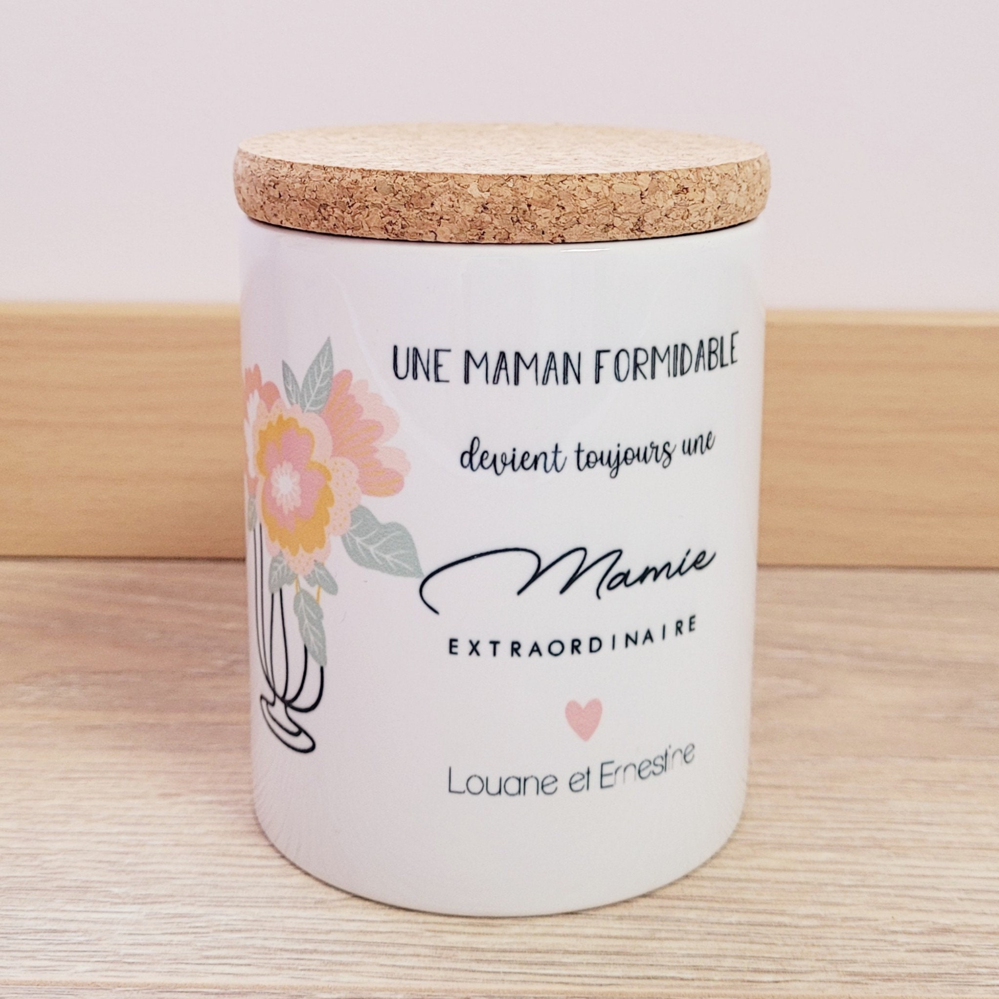 Bougie Pot Céramique/Vase Fleurs/Bougie Bonne Fête Maman/Bougie Personnalisée Maman/Cadeau Des Mères