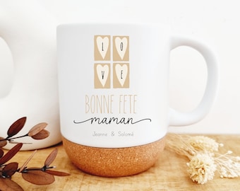 Mug céramique et liège maman/mug personnalisé maman/tasse liège maman/mug fête des mères/cadeau fête des mamans/mug maman/tasse maman/maman