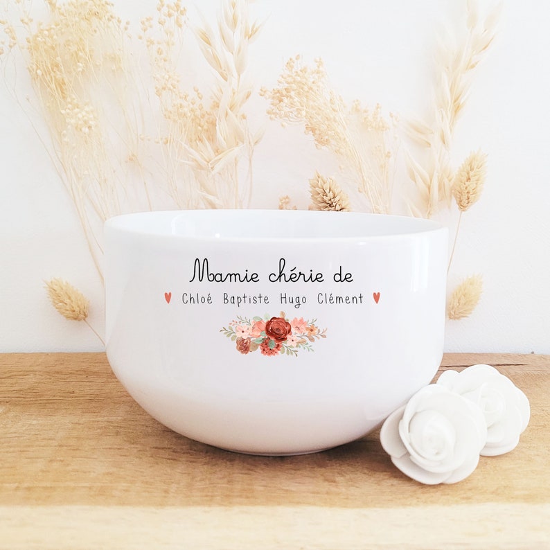 Bol céramique personnalisé/bol petit déjeuner personnalisé/bol personnalisé mamie/bol fête des grands mères/cadeau fêtes des grands mères/ image 1