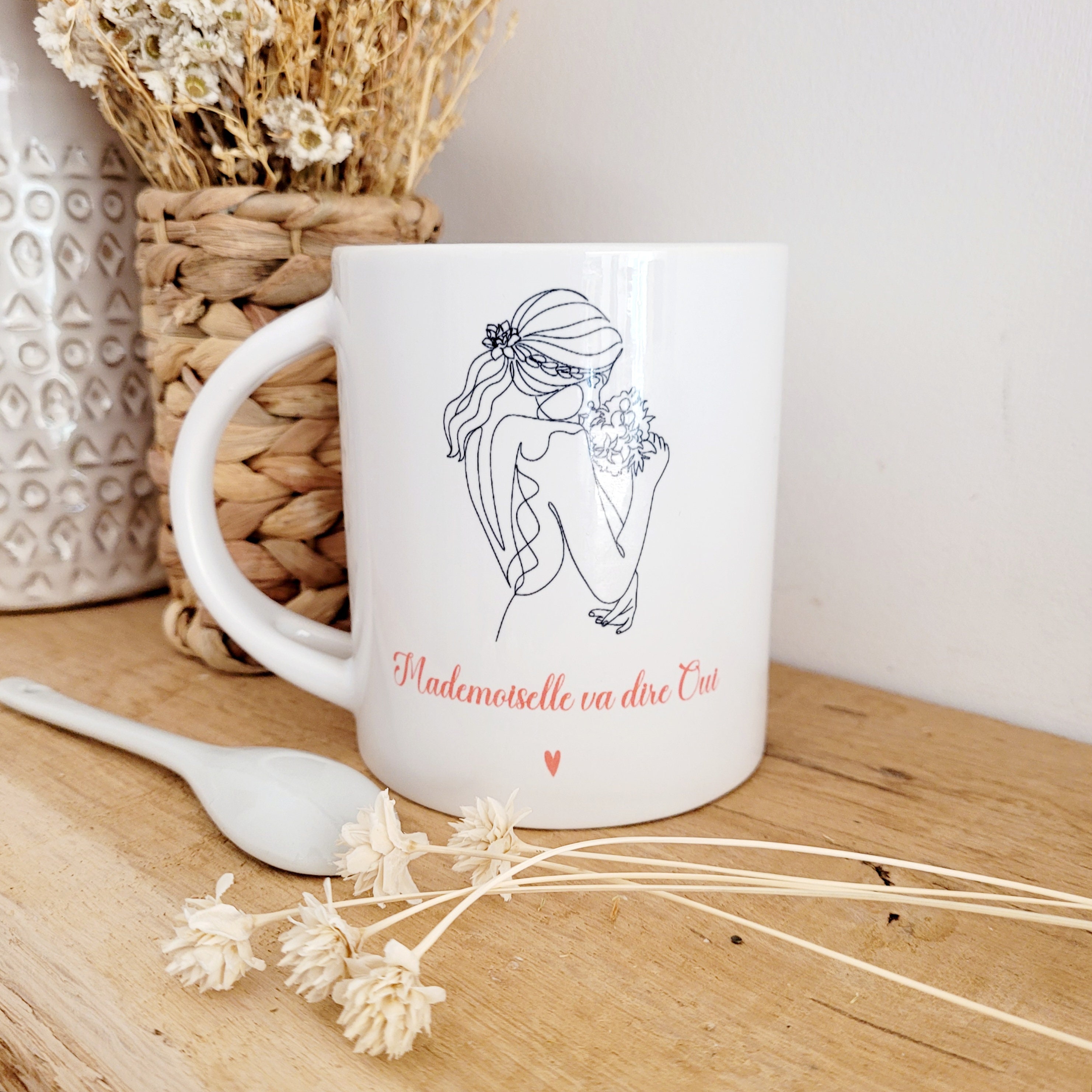 Mug Cuillère Future Mariée/ Mug Mademoiselle Va Dire Oui/Mug Future Mariée/Tasse Mariée/Mug Mariage/