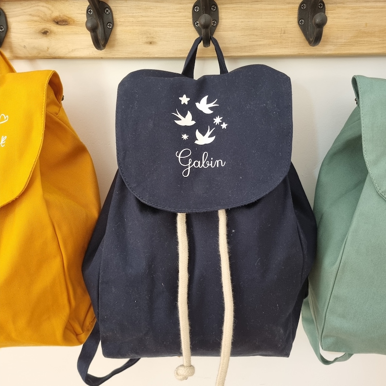 Kindergarten backpack/child backpack/first name backpack/organic cotton backpack/mini color backpack/nursery backpack/customizable backpack image 9