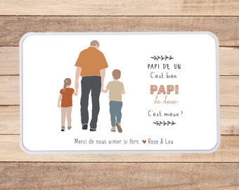 Boite métal Papi/boite grand père/boite rangement papi/boite personnalisée papi/idée cadeau papy/papa formidable/papi  de deux c'est mieux