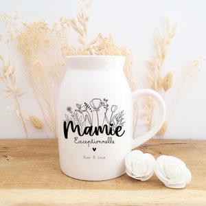 Small personalized dried flower vase/Grandmother's Day dried flower vase/Grandmother's Day gift/personalized granny milk jug image 1