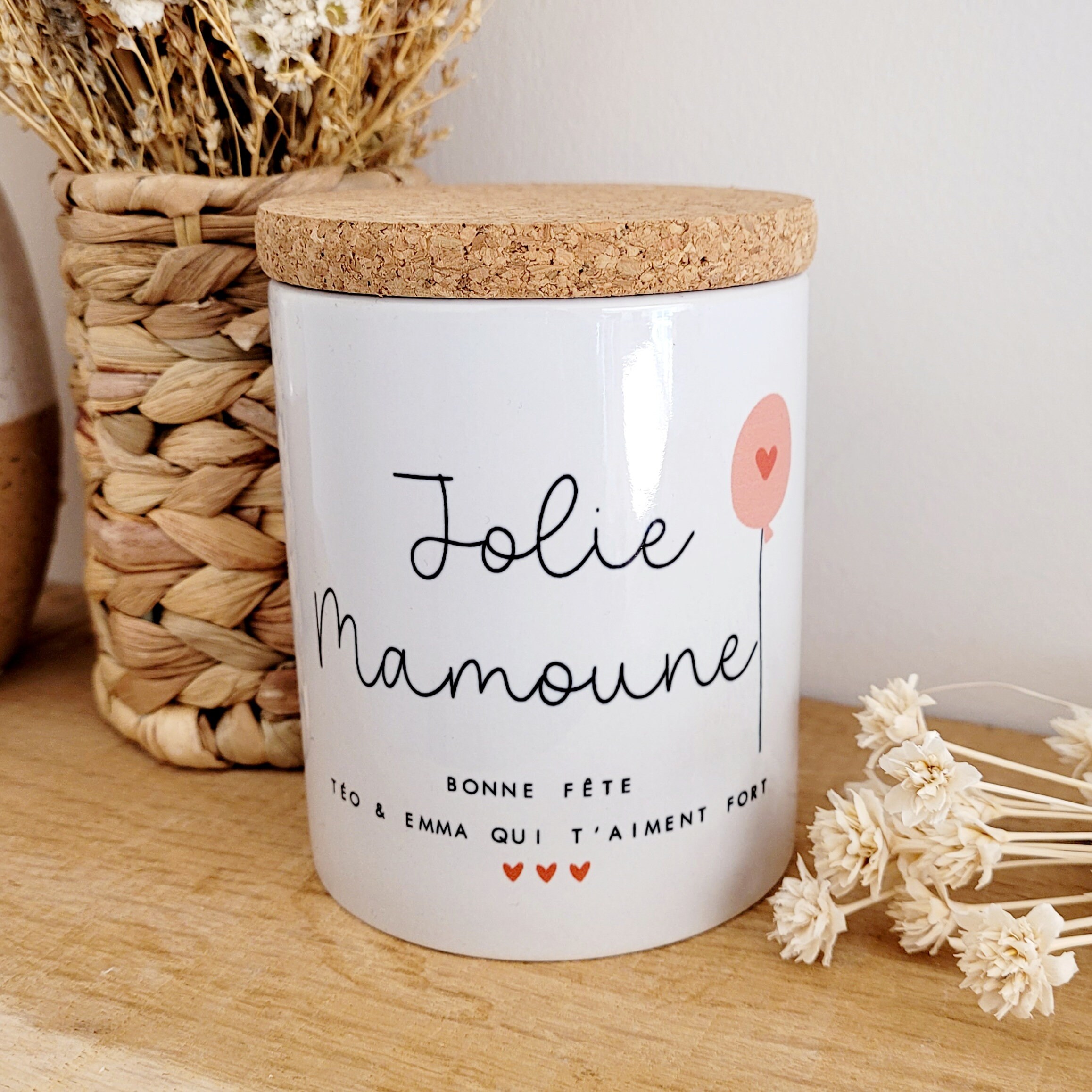 Bougie Pot Céramique/Bougie Jolie Mamie/ Bougie Bonne Fête Maman/Bougie Personnalisée Mamie/Cadeau D
