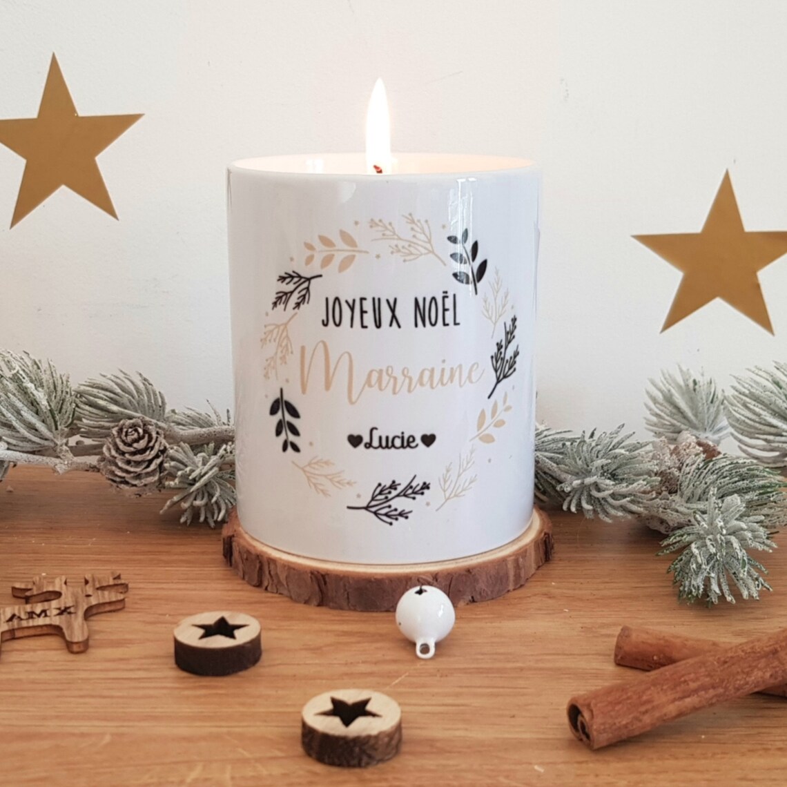 Bougie de noël marraine/ bougie de noël personnalisé/ cadeau  Etsy