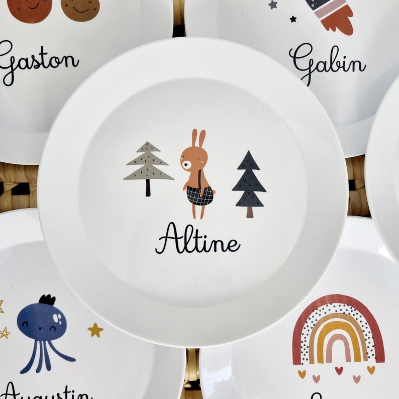 Assiette polymère enfant/assiette plastique enfant/assiette personnalisée enfant/assiette prénom personnalisé/assiette bébé/vaisselle enfant imagem 6