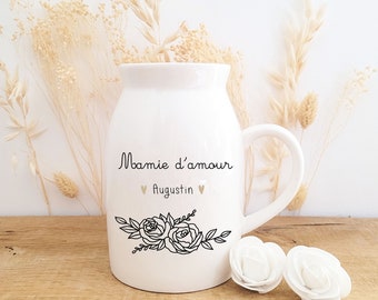 Petit vase personnalisé fleur séchée/vase fleurs séchées fête des grands mères/cadeau fête des grands mères/ créations fleurs séchées/mamie