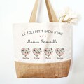 Flowery Heart Tote Bag for Mom and Grandma/Mother's Tote Bag/Jute Tote Bag for Mom and Grandma/Customizable Tote Bag for Grandma/Mother's Day Tote Bag/Mother's Day Tote Bag product logo