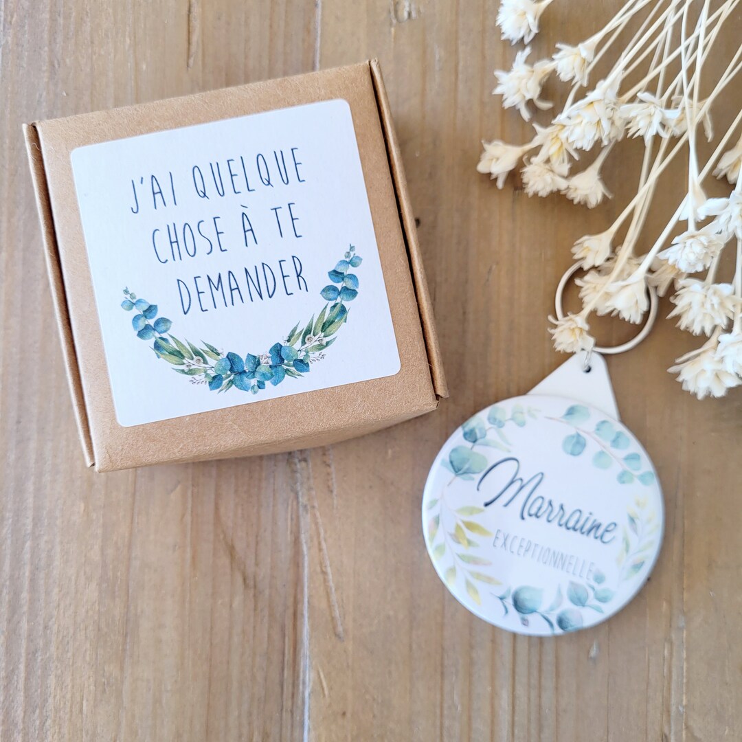 Coffret Cadeau Marraine - Porte-clés + Carte Demande, "Marraine Pour Toute La Vie", Pour Baptême/communion
