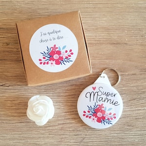 Coffret cadeau mamie/boite cadeau mamie/porte clé mamie/annonce grossesse mamie/miroir mamie/magnet mamie/super mamie/
