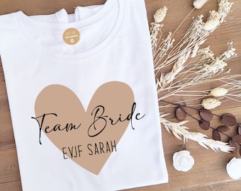 Tee-shirt EVJF Coeur team bride /tee-shirt personnalisable EVJF/t-shirt personnalisé enterrement vie de jeune fille/t-shirt team bride/evjf