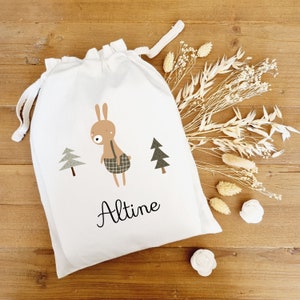 Pochon rangement enfant/sac enfant personnalisé/sac rangement personnalisé/pochon enfant lapin/sac rechange enfant/sac affaire rechange