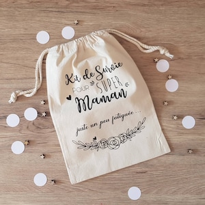 Kit de survie super maman/kit de survie pour maman/pochon  super maman/pochon baby shower/pochette baby shower/pochon naissance