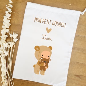 Pochon rangement enfant/pochon enfant personnalisé/pochon pour doudou/sac à doudou/sac à doudou école/sac à doudou personnalisé/sac doudou