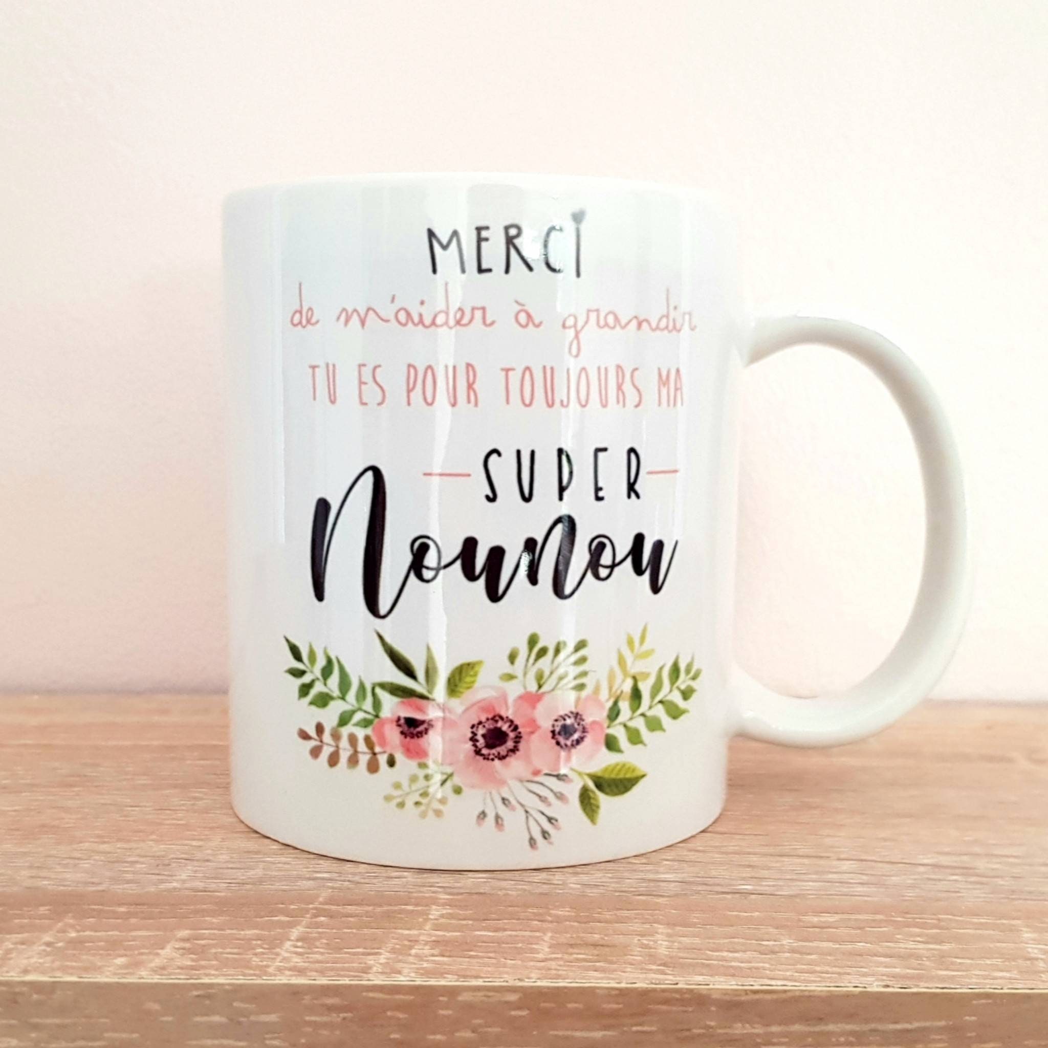 Mug Merci Nounou/Cadeau Nounou Noel/Tasse Nounou/Merci de M Aider A Grandir/Cadeau Nounou/Super Noun