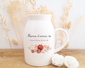 Petit vase personnalisé fleur séchée/vase fleurs séchées fête des grands mères/cadeau fête des grands mères/ créations fleurs séchées/ mamie