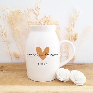 Customizable milk pot/small ceramic vase/personalized grandma vase/grandmother's day vase/mom milk pot/mother's day gift/heart