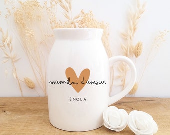 Customizable milk pot/small ceramic vase/personalized grandma vase/grandmother's day vase/mom milk pot/mother's day gift/heart