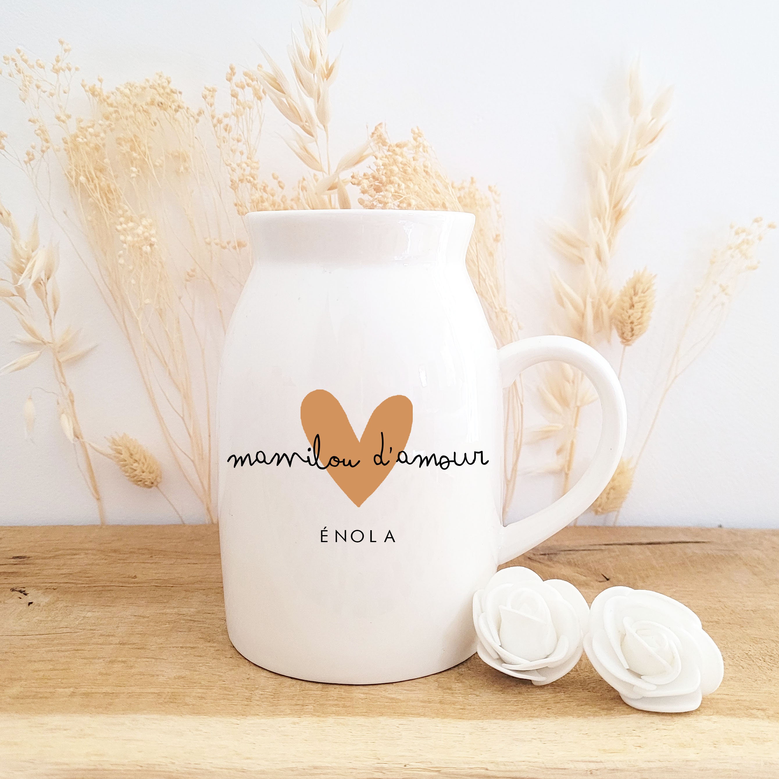 Vase Personnalisable Gravé KDO-MAGIC - Modèle Ovale 26cm - Cadeau Unique Pour Fête Des Mères, Anniversaire