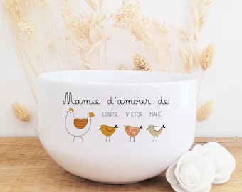 Bol personnalisé mamie poule/bol personnalisable mamie/bol petit déjeuner personnalisé/bol céramique personnalisé/cadeau fête des mamies