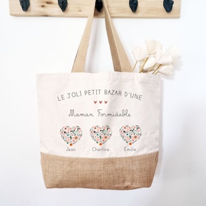 Granny Flowery Heart Tote Bag/Mom Tote Bag/Grandma Jute Tote/Customizable Grandma Tote/Grandmother's Day Tote/Grandma's Day Tote/Mom