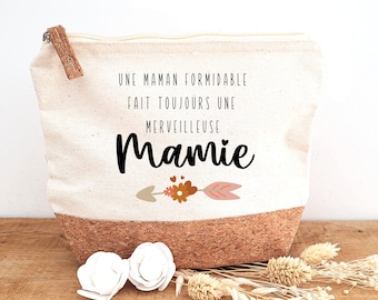 Petite trousse en liège personnalisable/trousse liège personnalisée/trousse maman personnalisée/trousse mamie/cadeau fête des mamie/maman