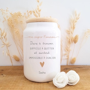 Pot à biscuits personnalisé/pot super nounou cœur/pot à cookie personnalisé/pot céramique personnalisable/cadeau personnalisé nounou/nounou