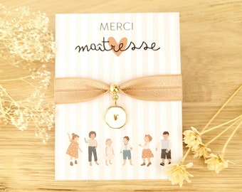 Carte bracelet merci maitresse/bracelet pour maitresse/cadeau merci maitresse/bijou maitresse/cadeau maitresse/cadeau fin d'année/maitresse