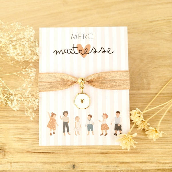 Carte bracelet merci maitresse/bracelet pour maitresse/cadeau merci maitresse/bijou maitresse/cadeau maitresse/cadeau fin d'année/maitresse