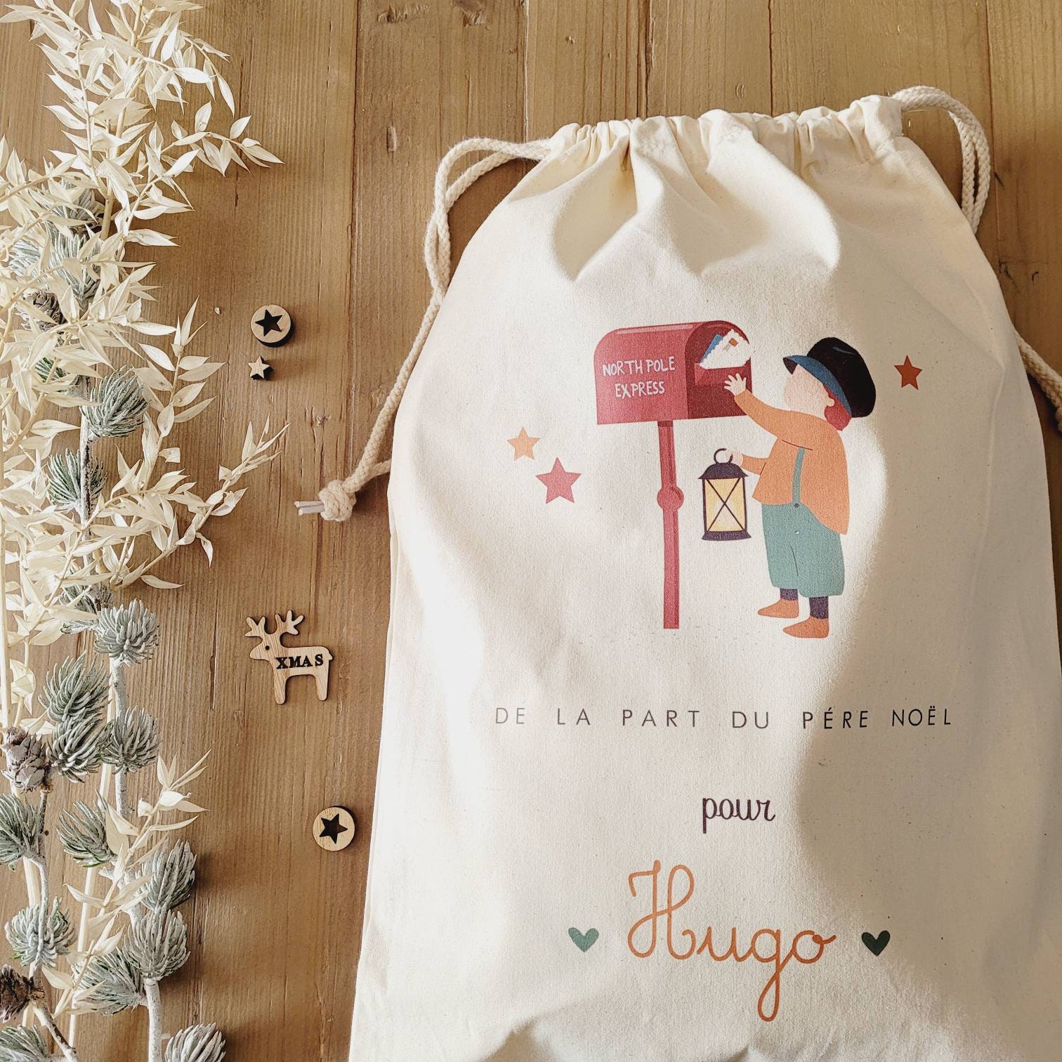 Hotte de Noël Personnalisée/ Hotte Enfant Personnalisable/Sac Noël Personnalisable/ Prénom Enfant/Ho