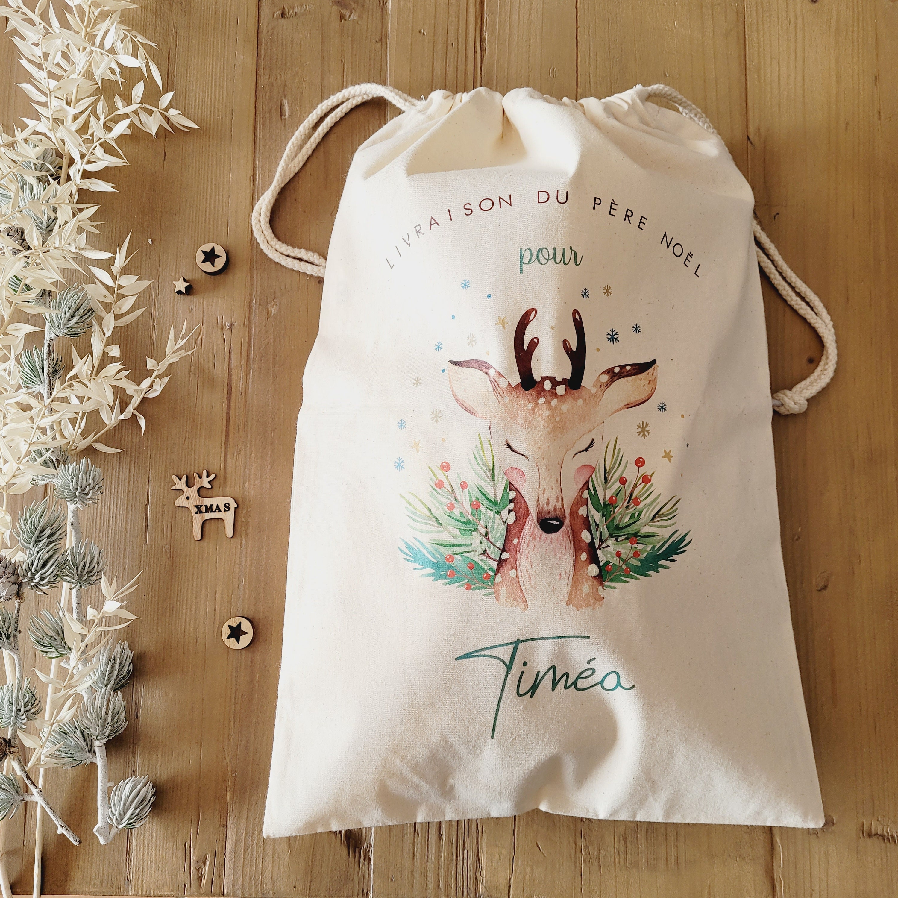 Hotte de Noël Personnalisée/ Hotte Enfant Personnalisable/Hotte Noel Prénom/Sac Noël Personnalisable