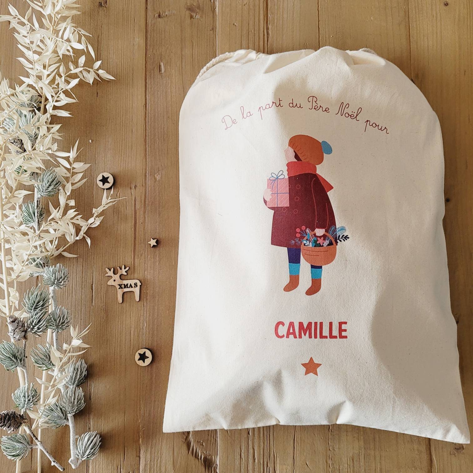 Hotte de Noël Personnalisée/ Hotte Enfant Personnalisable/Sac Noël Personnalisable/ Prénom Enfant/Ho