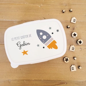 Boite à goûter personnalisable/boite à goûter prénom/boite à goûter enfant/boite a goûter fusée spatiale/cadeau enfant fusée/boite fusée