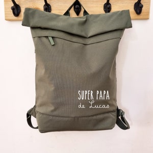 Sac à dos homme personnalisé/sac à dos super papa/sac à dos kaki papa/sac à dos personnalisable/sac fermeture à enroulement/sac ordinateur