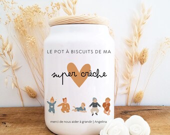 Pot à biscuits Crèche/Cadeau fin d'année/cadeau pour crèche/cadeau pour Mam/remerciement crèche/cadeau fin d'année/pot à biscuits/crèche/Mam