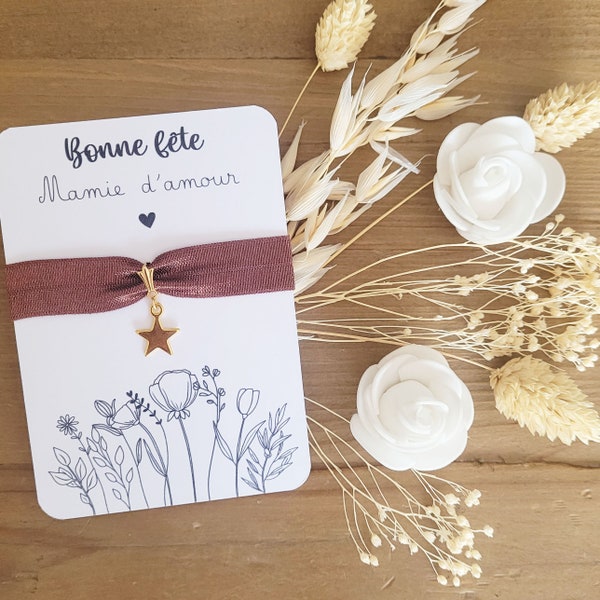 Cadeau fête des grands mères/bracelet bonne fête mamie/bijou fête des grands mères/bijou mamie d'amour/bracelet chocolat charms etoile doré