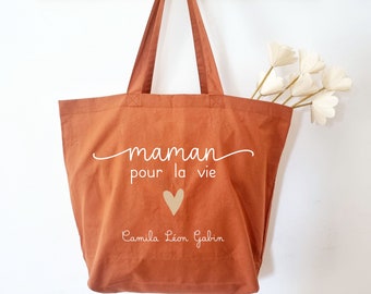 Maxi Tote Bag terracotta Maman/maxi tote bag maman/tote bag maman/cabas maman personnalisé/sac maman/fête des mamans/fête des mères/maman