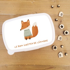 Boite à goûter personnalisable/boite à goûter prénom/boite à goûter enfant/boite à goûter personnalisé/boite à gouter/boite à lunch renard
