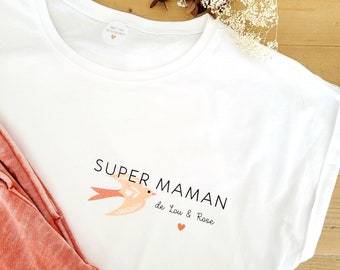 Tee-shirt personnalisé super maman/teeshirt fête des mères/tee-shirt fête des mamans/tee-shirt super maman/cadeau maman/fête des mères/maman