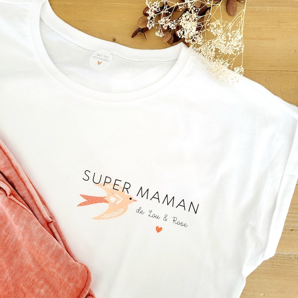 Tee-shirt personnalisé super maman/teeshirt fête des mères/tee-shirt fête des mamans/tee-shirt super maman/cadeau maman/fête des mères/maman