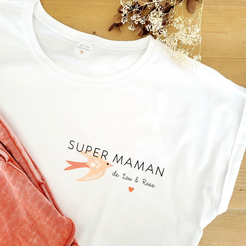 Tee-shirt personnalisé super maman/teeshirt fête des mères/tee-shirt fête des mamans/tee-shirt super maman/cadeau maman/fête des mères/maman image 1