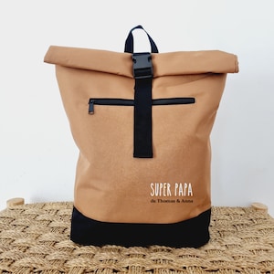 Sac à dos homme personnalisé/sac à dos super papa/sac à dos caramel papa/sac à dos personnalisable/sac fermeture enroulement/sac ordinateur