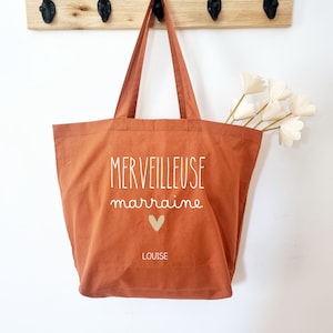 Maxi tote bag terracotta Marraine/tote bag Marraine/sac terracotta marraine/tote bag personnalisé marraine/cadeau demande marraine/marraine