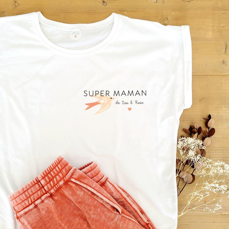 Tee-shirt personnalisé super maman/teeshirt fête des mères/tee-shirt fête des mamans/tee-shirt super maman/cadeau maman/fête des mères/maman image 7