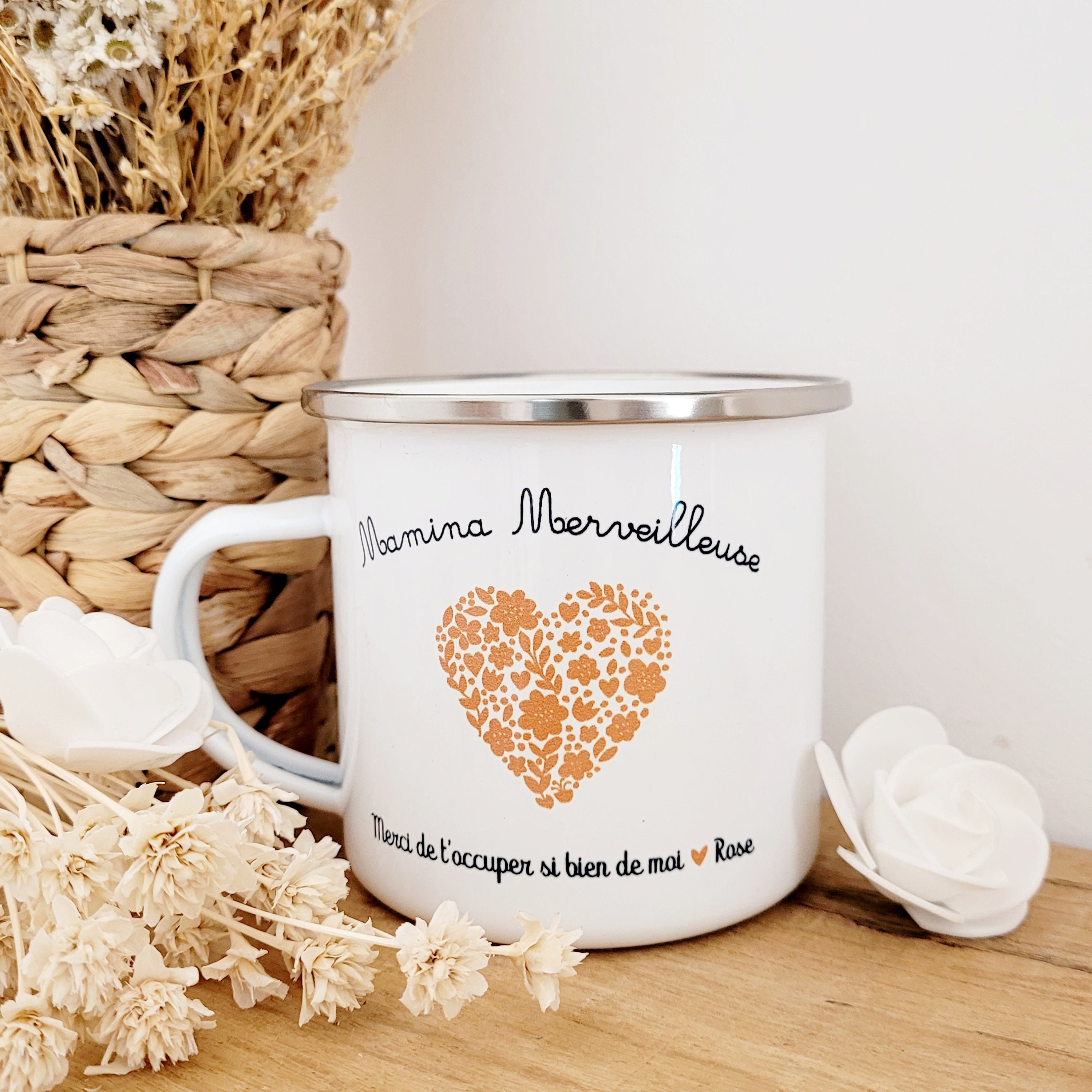 Mug Vintage Cœur Fleuri/ Mug Merveilleuse Mamie/Mug Fête Des Mamies/Mug Grand-Mères/Cadeau Grand Mèr