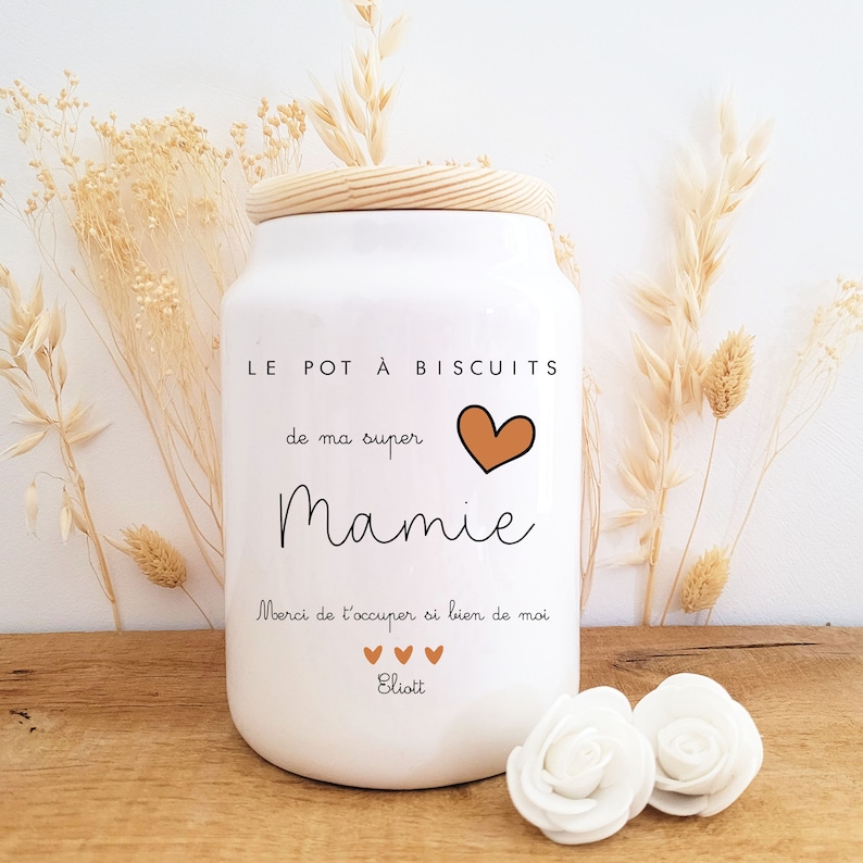 Personalized cookie pot/super grandma heart pot/personalized cookie pot/customizable ceramic pot/Grandmother's Day gift/grandma image 1