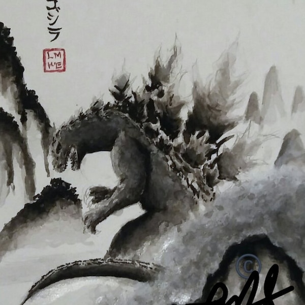 Impresiones de la pintura en tinta de Godzilla Millennium