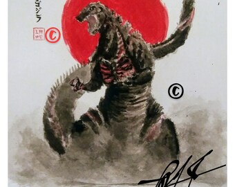 Shin Godzilla ink painting prints