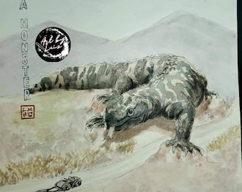 Giant Gila Monster watercolor prints