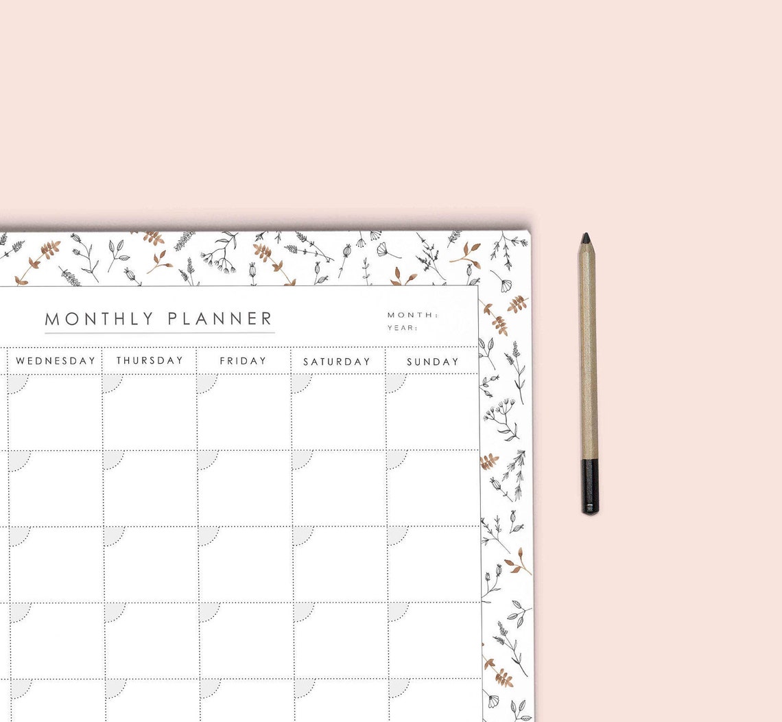 Monthly calendar printable Desk Planner Monthly Planner | Etsy